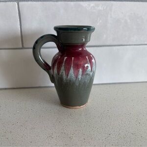 Vintage Made In Italy Bud Vase Pitcher Mid Century Modern 6 inch Green Burgundy
